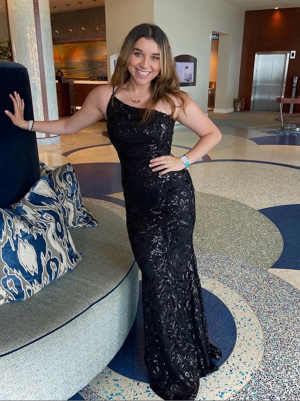Elegant Black Sequin Evening Gown for Women